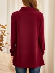 Asymmetrical Shawl Collar Solid Tunic Tops