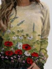 Crew Neck Floral Causal Sweatshirt