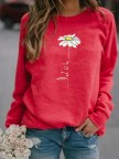 Crew Neck Floral Causal Sweatshirt