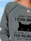 Cat Animal Casual Ladies Loose Knit Sweatshirt