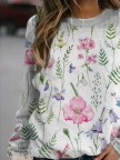 Floral Crew Neck Long Sleeves Sweatshirts