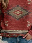 Printed Long Sleeve Round Neck Top