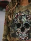 Skull Crew Neck Long Sleeve Vintage Sweatshirts