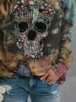 Skull Crew Neck Long Sleeve Vintage Sweatshirts